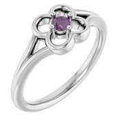 14K White Natural Alexandrite Youth Flower Ring