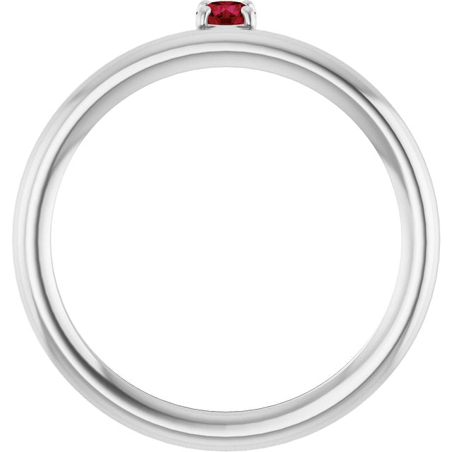 Sterling Silver Imitation Ruby Stackable Ring