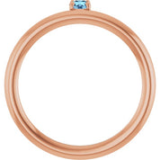 14K Rose Natural Aquamarine Stackable Ring