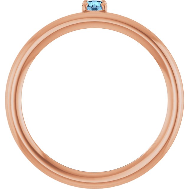14K Rose Natural Aquamarine Stackable Ring
