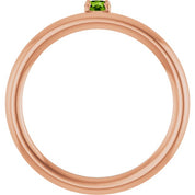 14K Rose Natural Peridot Stackable Ring