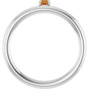 14K White Natural Citrine Stackable Ring