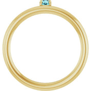 14K Yellow Natural Blue Zircon Stackable Ring