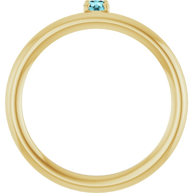14K Yellow Natural Blue Zircon Stackable Ring