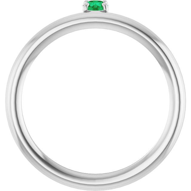14K White Lab-Grown Emerald Stackable Ring