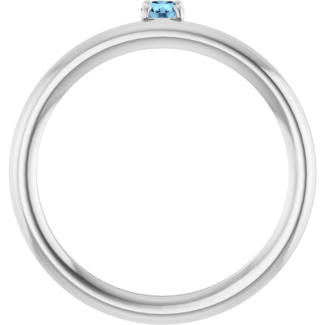 14K White Natural Aquamarine Stackable Ring