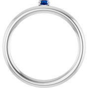 14K White Natural Blue Sapphire Stackable Ring