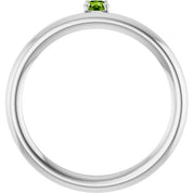14K White Natural Peridot Stackable Ring