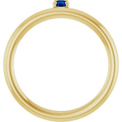 14K Yellow Natural Blue Sapphire Stackable Ring