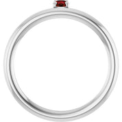 14K White Natural Mozambique Garnet Stackable Ring