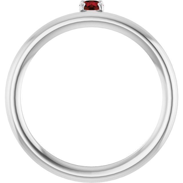 14K White Natural Mozambique Garnet Stackable Ring