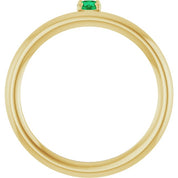 14K Yellow Lab-Grown Emerald Stackable Ring