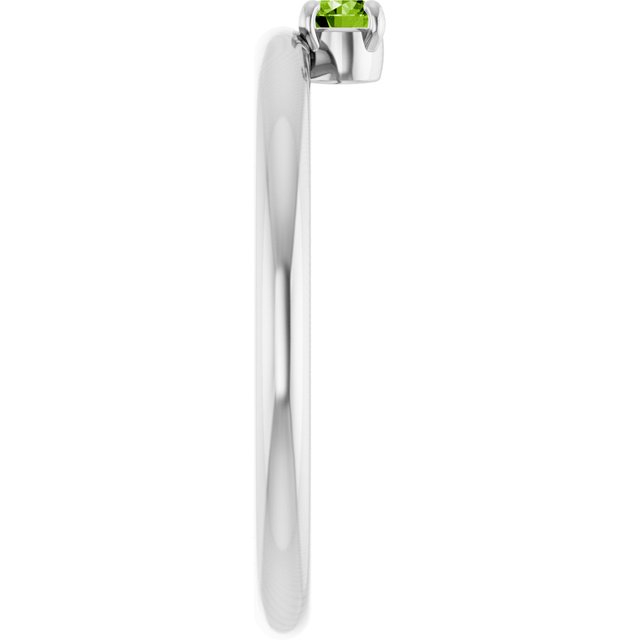 14K White Natural Peridot Stackable Ring