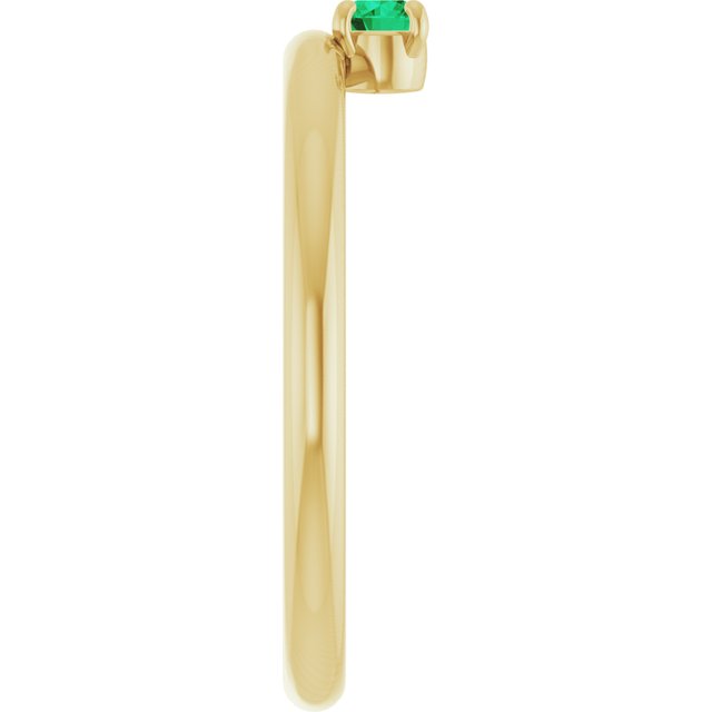14K Yellow Natural Emerald Stackable Ring