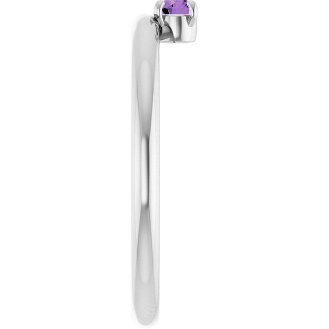 14K White Natural Amethyst Stackable Ring