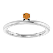 14K White Natural Citrine Stackable Ring