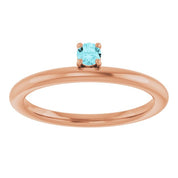 14K Rose Natural Blue Zircon Stackable Ring