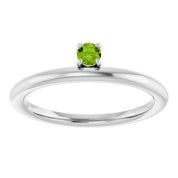 14K White Natural Peridot Stackable Ring