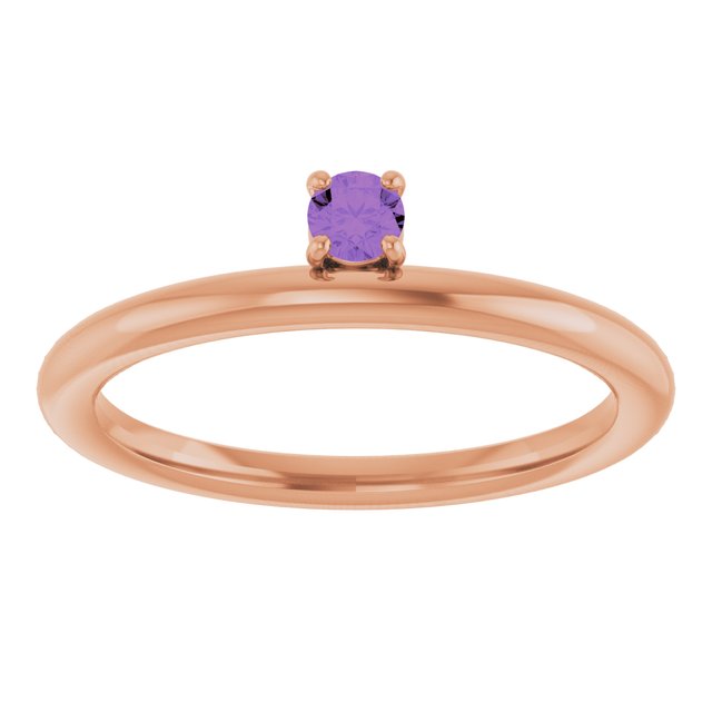 14K Rose Natural Amethyst Stackable Ring