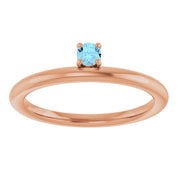14K Rose Natural Aquamarine Stackable Ring