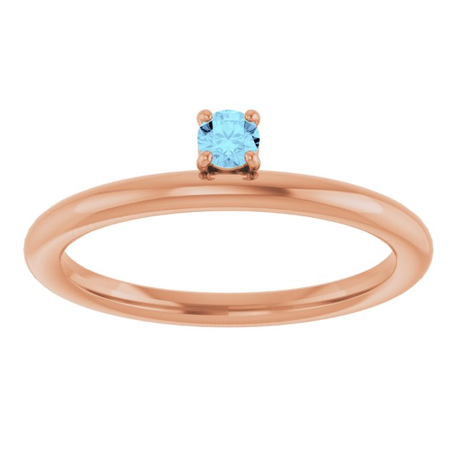 14K Rose Natural Aquamarine Stackable Ring