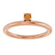 14K Rose Natural Citrine Stackable Ring