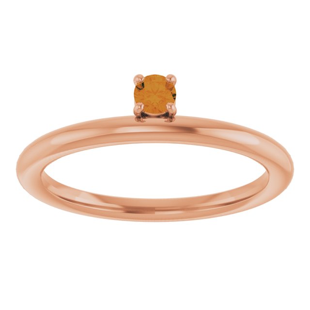 14K Rose Natural Citrine Stackable Ring