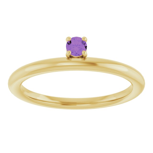 14K Yellow Natural Amethyst Stackable Ring