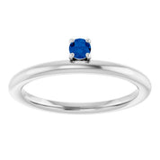 14K White Lab-Grown Blue Sapphire Stackable Ring