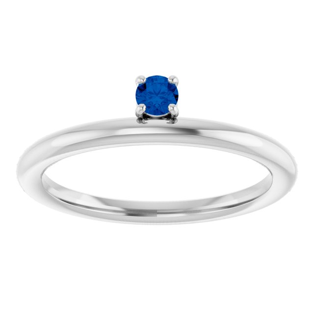 14K White Lab-Grown Blue Sapphire Stackable Ring
