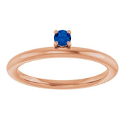 14K Rose Lab-Grown Blue Sapphire Stackable Ring