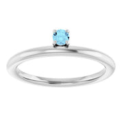 14K White Natural Aquamarine Stackable Ring