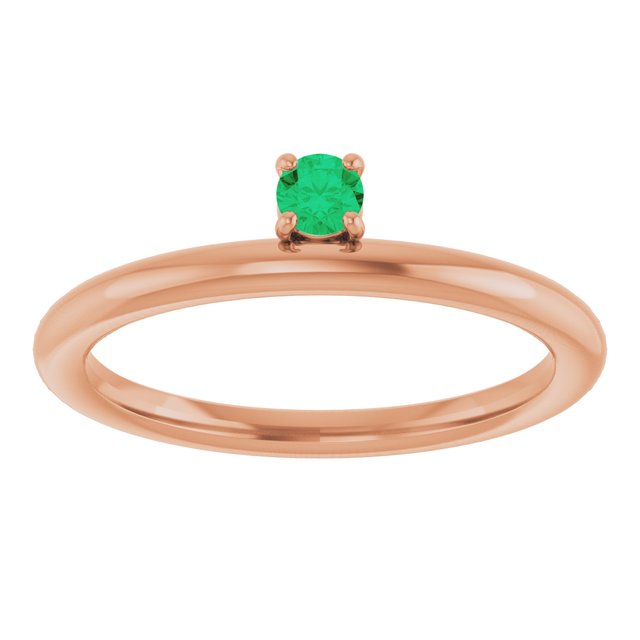 14K Rose Lab-Grown Emerald Stackable Ring