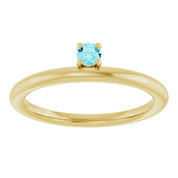 14K Yellow Natural Blue Zircon Stackable Ring
