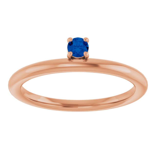 14K Rose Natural Blue Sapphire Stackable Ring