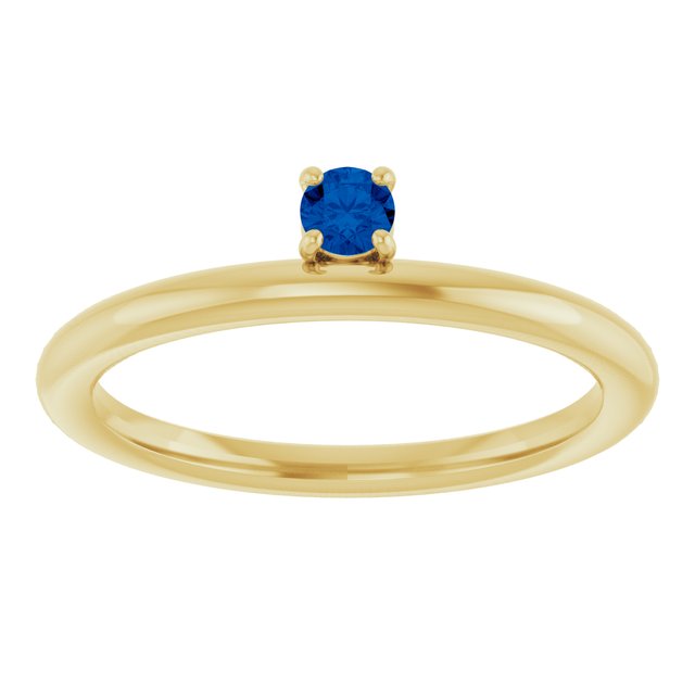 14K Yellow Lab-Grown Blue Sapphire Stackable Ring