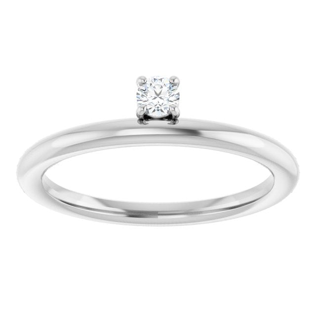 14K White Natural White Sapphire Stackable Ring