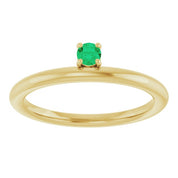 14K Yellow Lab-Grown Emerald Stackable Ring
