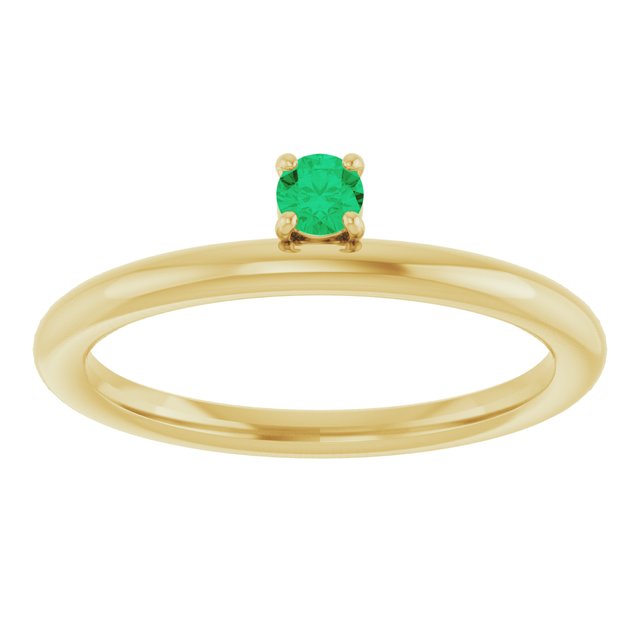 14K Yellow Lab-Grown Emerald Stackable Ring