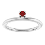 14K White Natural Mozambique Garnet Stackable Ring