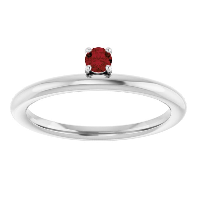 14K White Natural Mozambique Garnet Stackable Ring