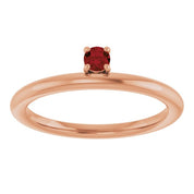 14K Rose Natural Mozambique Garnet Stackable Ring