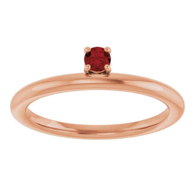 14K Rose Natural Mozambique Garnet Stackable Ring