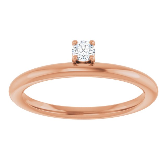 14K Rose Natural White Sapphire Stackable Ring