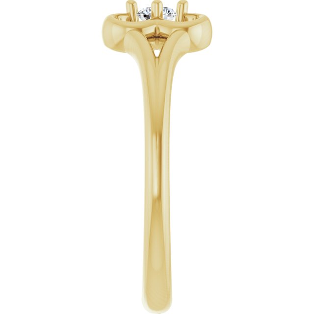 14K Yellow .06 CT Natural Diamond Youth Flower Ring