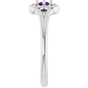 14K White Natural Amethyst Youth Flower Ring