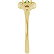 14K Yellow Natural Peridot Youth Flower Ring