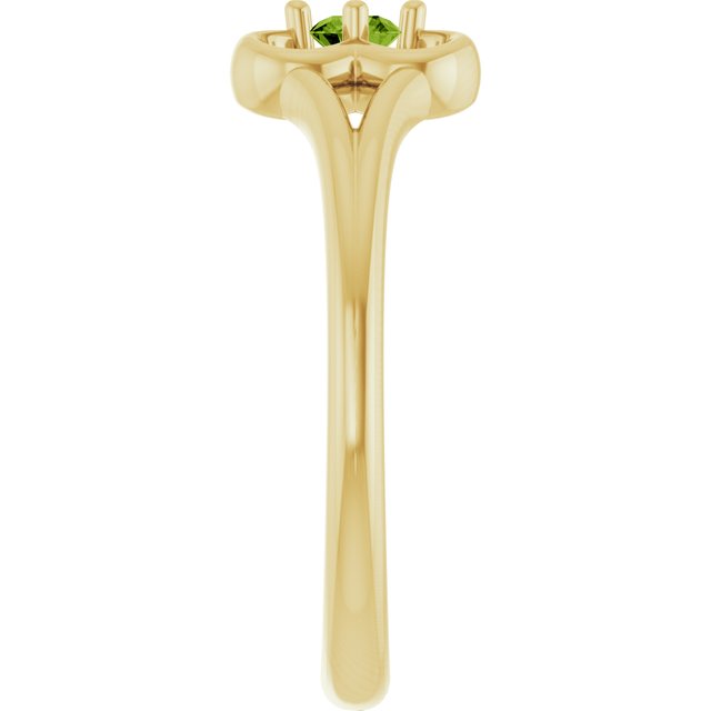 14K Yellow Natural Peridot Youth Flower Ring