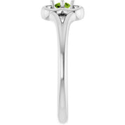 14K White Natural Peridot Youth Flower Ring