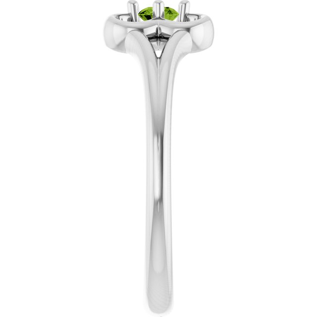 14K White Natural Peridot Youth Flower Ring